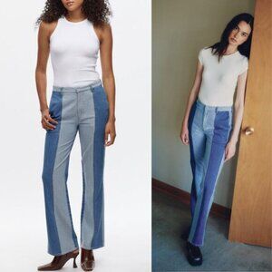 KOTN Women's Lido Mid Rise Slim Flare Two Panel Denim Size 24 Blue